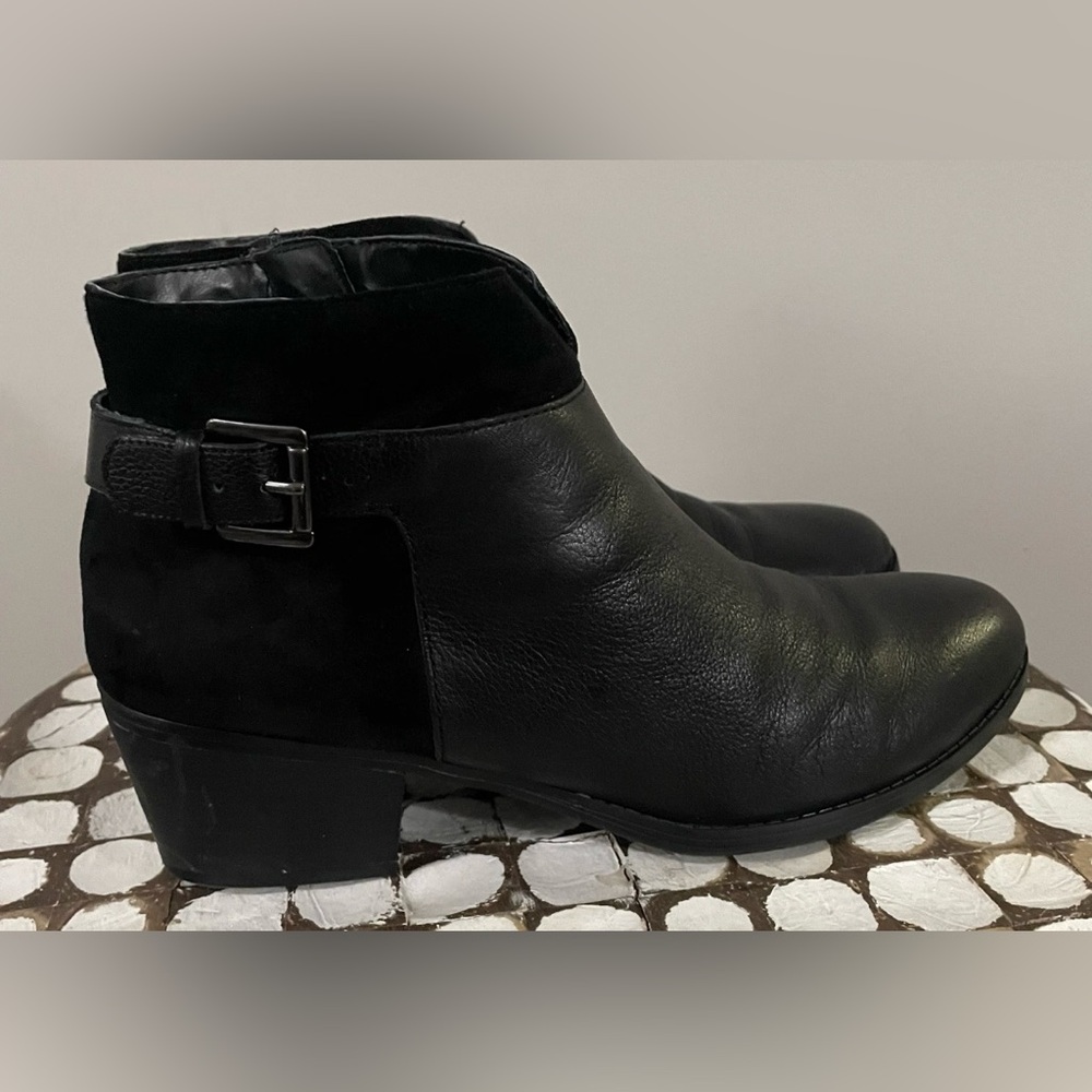 Naturalizer Wanya Comfort Ankle Boots Black Leather Suede 12 Medium - Picture 4 of 8